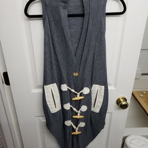 NICHOLAS K Women's Grey V-neck Cardigan Sweater w/ Toggle Closure & Pockets XS